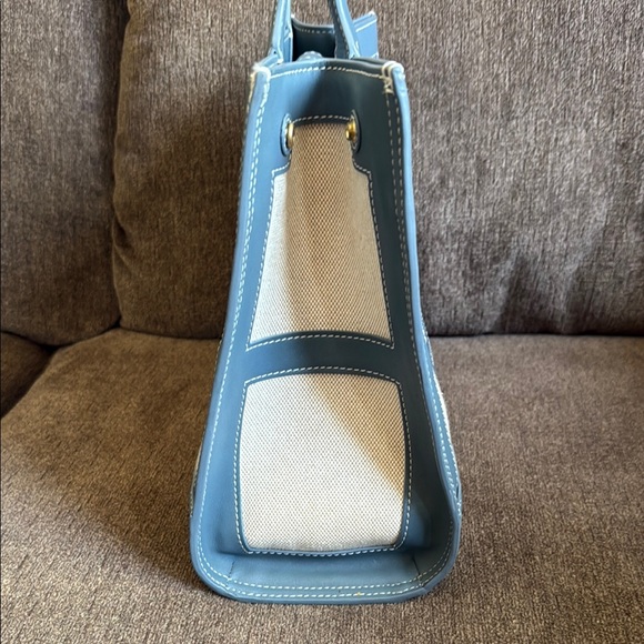 Tory Burch Blue and Cream Color-Block Tote - Picture 4 of 12